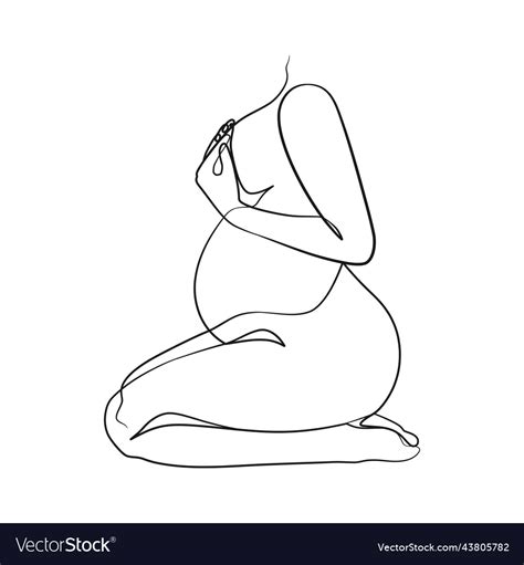 Pregnant Woman Continuous Line Art Royalty Free Vector Image