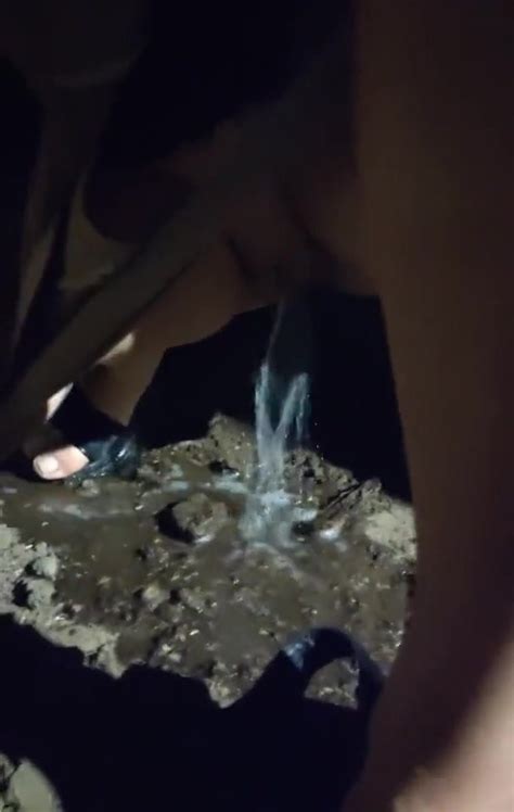 Blonde Is Recorded Half Kneeling Pissing Outside ThisVid