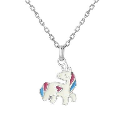 Collier Licorne Coeur Mail Color Argent Rhodi Belle Comme Venus