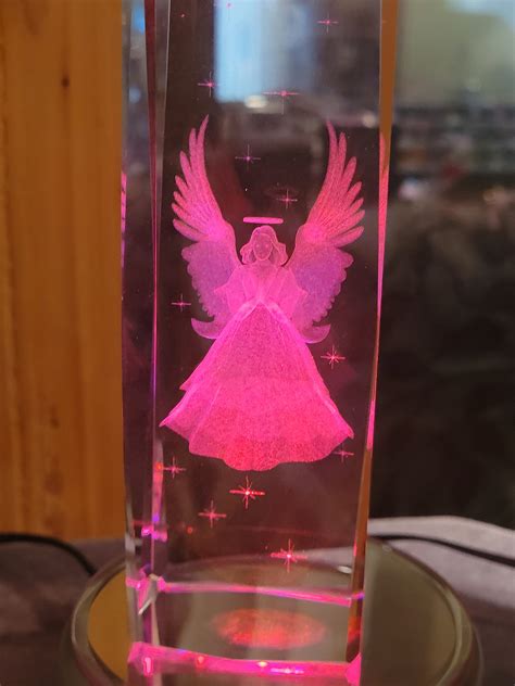 Crystal Angel Figurine 3d Laser Engraved Crystal Lg Angelic Etsy