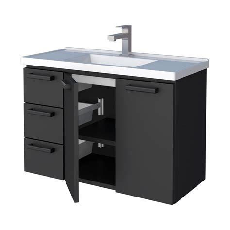 Gabinete Para Banheiro Em Aço - Gabinete para Banheiro em Aço 3 Gavetas Damasco Preto - Cozimax ...