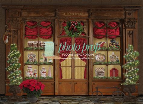 Christmas Storefront Photography Backdrop Santa S Workshop Santas