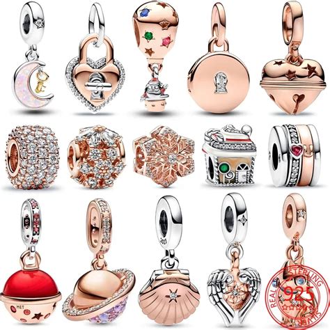 Klassische Sterling Silber Funkelnden Rose Gold Ozean Herz Baumeln