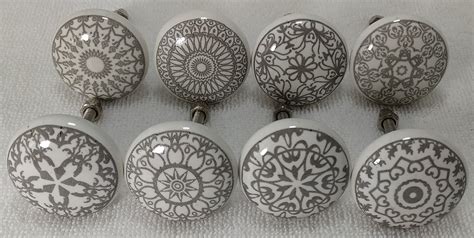 Grey & White Ceramic Knobs Kitchen Cabinet Drawer Knobs - Etsy