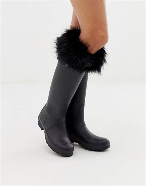 Hunter Black Faux Fur Cuff Tall Boot Socks Hunter Short Boot Socks