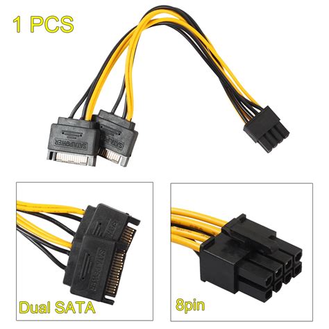 Cm Dual Pin Sata Male To Pci E Pin Male Video Card Power Cable