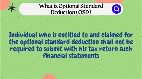 What Is Optional Standard Deduction Osd Youtube