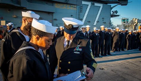 DVIDS Images GHWB Sailors Conduct A Service Dress Blue Uniform