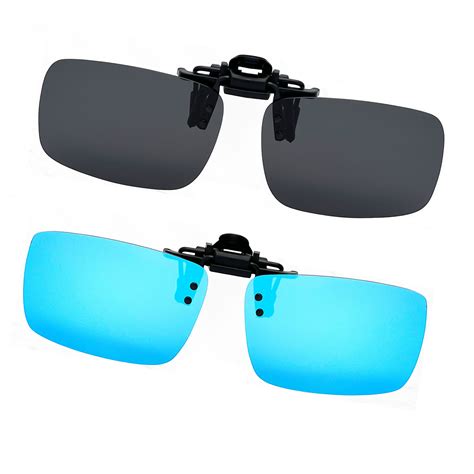 Joopin Polarized Clip On Sunglasses 2 Pairs Rimless Anti Glare Uv400 Black Blue