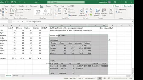 One Way Anova With Excel Youtube