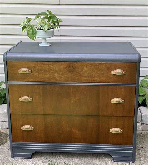 Refinished Waterfall Dresser Chalk Paint Art Deco Hardware Up Cycled