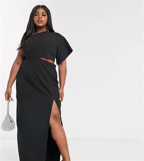 Vesper Plus Maxi Dress With Thigh Split In Black Shopstyle