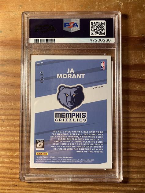 Panini Donruss Optic Ja Morant Rc Blue Prizm Card My