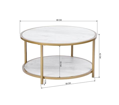 Tables Basses Ronde avec étagère Scandinave en Bois Blanc et Cadre en