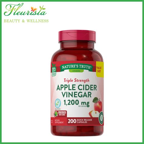 Natures Truth Apple Cider Vinegar 1200 Mg 200 Capsules Exp072026 Shopee Thailand