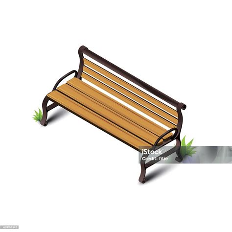 Detailed Isometric Wooden Park Bench Stock Illustration Download Image Now Bench Isometric