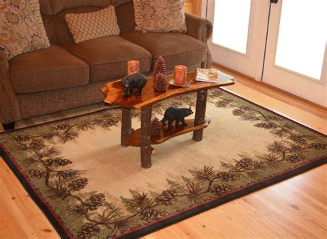 Mount Le Conte Pine Cone Lodge Area Rug 710 Round Rustic Area