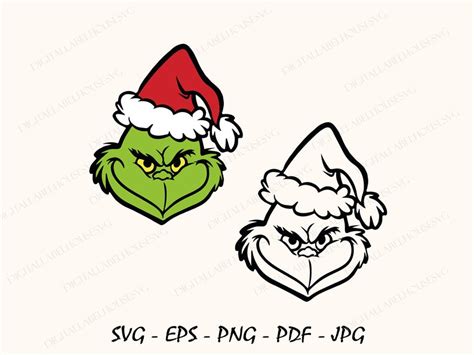 Grinch Face Layered Dr Seuss Christmas Svg And Png Designs Stickers