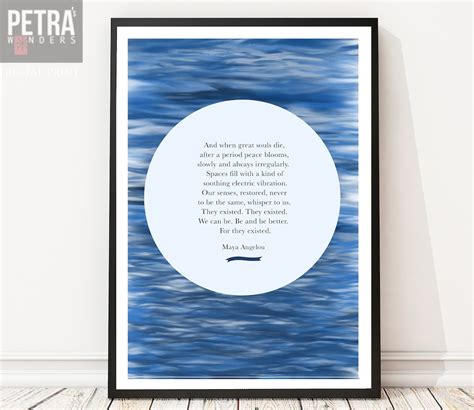 Maya Angelou Quote Print Sympathy T Bereavement T When Great Souls Die Framed Print