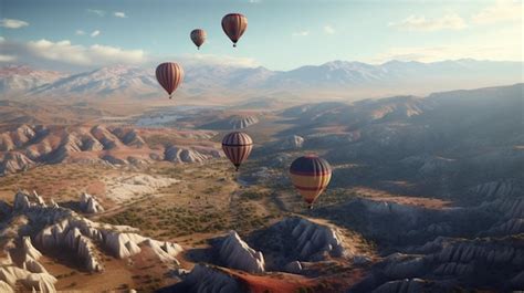 Premium Ai Image High Altitude Fun Hot Air Balloons Flying Over