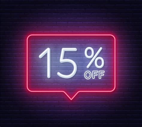 Premium Vector 15 Percent Off Neon Sign On Brick Wall