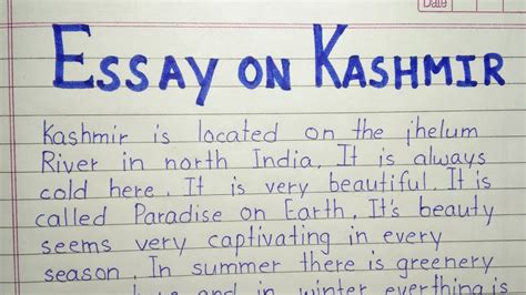 Write A Essay On Kashmir Essay About Kashmir In English YouTube