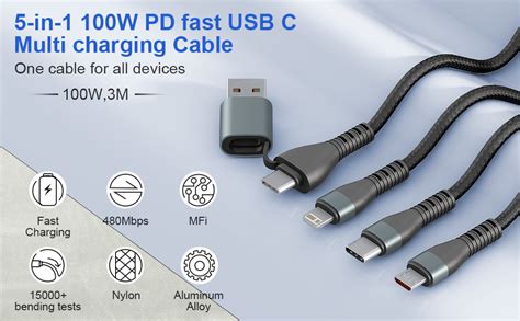 Amazon W Usb C To Multi Charging Cable M Ft Apple Mfi