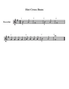 Recorder Songs Hot Cross Buns