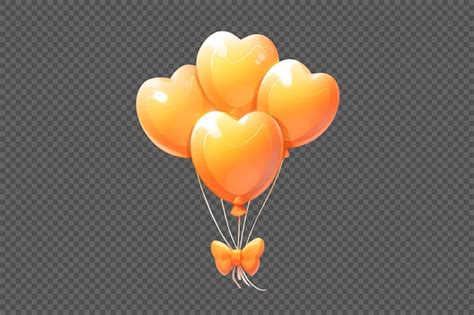 Ballons En Forme De Coeur Jaune 3D PSD Gratuite