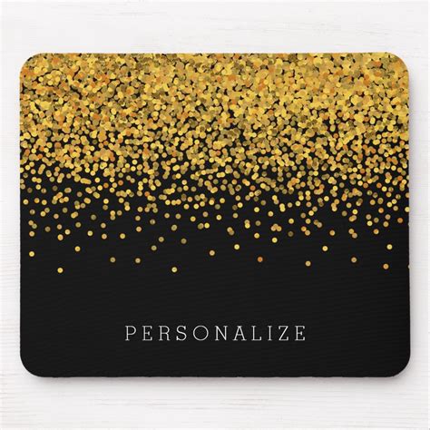 Gold And Black Confetti Mouse Pad Black Confetti Mouse