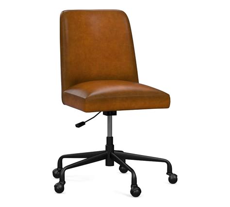 Layton Leather Swivel Desk Chair Black Base Burnished Bourbon