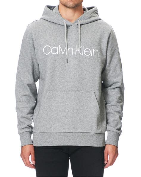 Calvin Klein Front Logo Hoodie Mid Grey Heather Hos