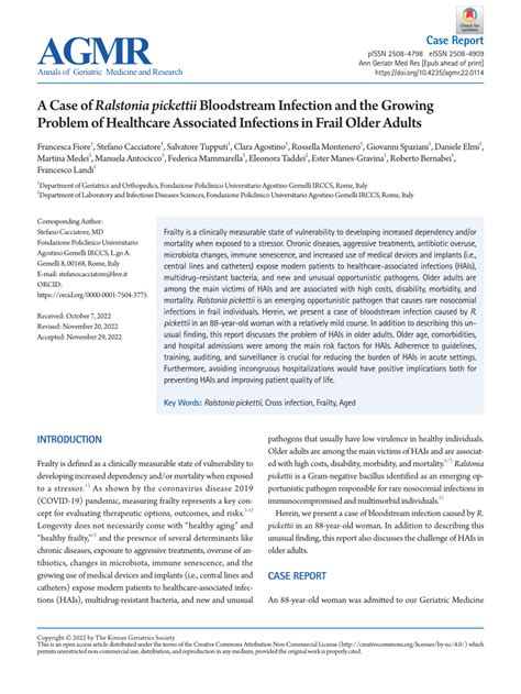 (PDF) A Case of Ralstonia pickettii Bloodstream Infection and the Growing Problem of Healthcare ...