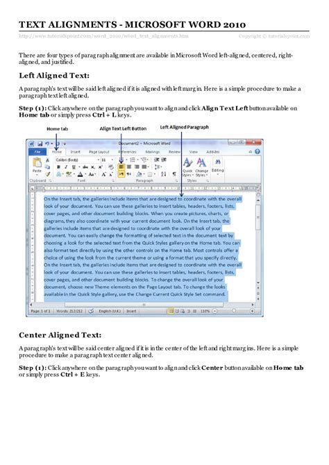 Solution Microsoft Word Tutorial On Text Alignments Studypool