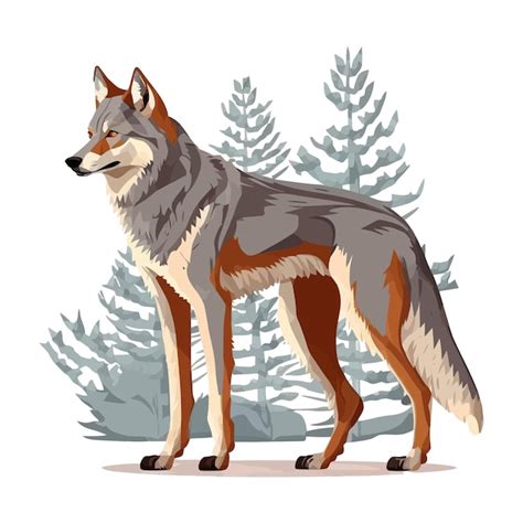 Grauer Wolf Auf Wei Em Hintergrund Handgezeichnete Illustration