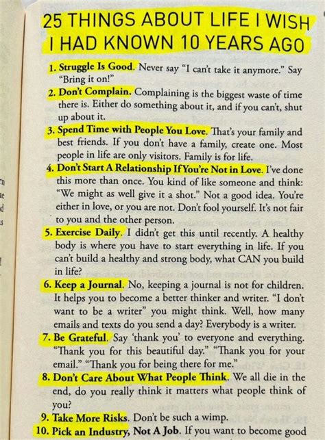 25 Things About Life I Wish I Had Known 10 Years Ago Thread From