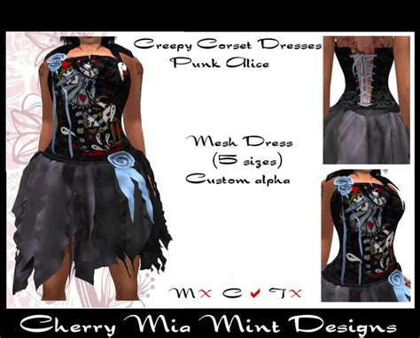 Second Life Marketplace Cmd Punk Alice In Wonderland Corset Dress