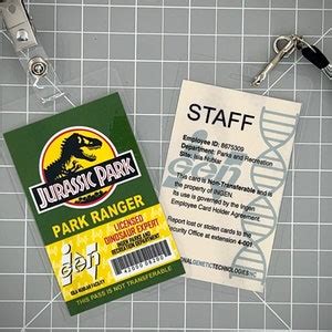 Jurassic Park Id Badge Set Complete Set Of Badges Etsy