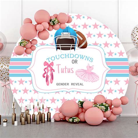 Touchdowns Or Tutus Gender Reveal Round Backdrop