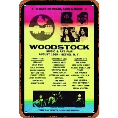 2030cm Woodstock Vintage Tin Signs