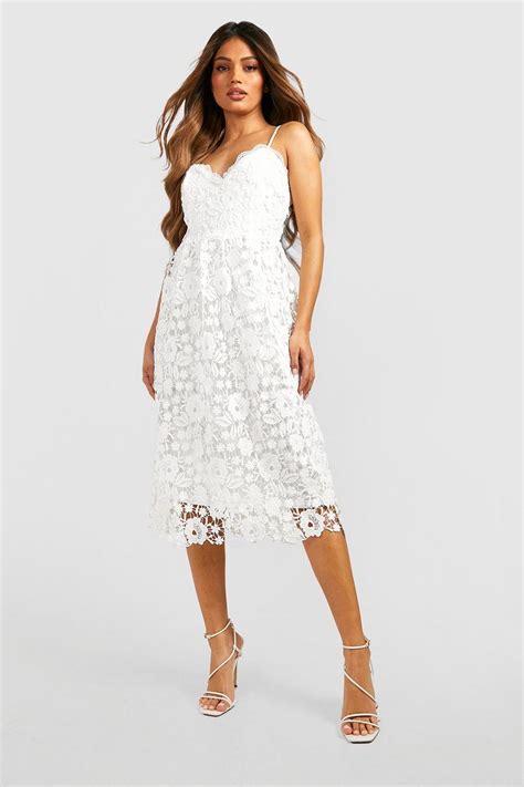 White Lace Dresses White Lace Midi Dresses Boohoo