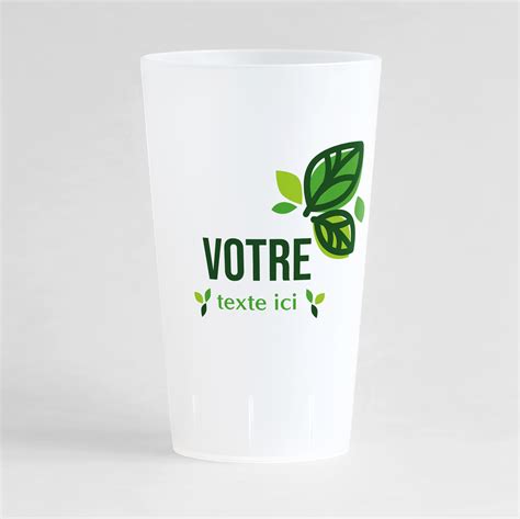 Gobelet à personnaliser texte feuille verte Ecocup réutilisable