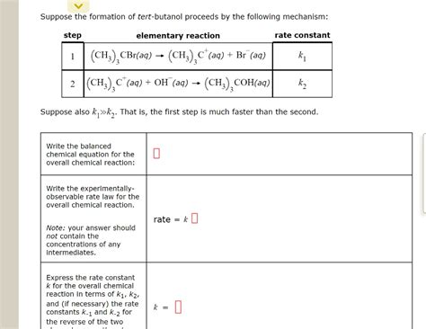 Solved Suppose The Formation Of Tert Butanol Proceeds By The Following