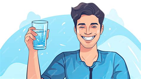 Premium Ai Image A Man Drinking A Glass Of Water With A Happy Face Drink More Water Lifestyle