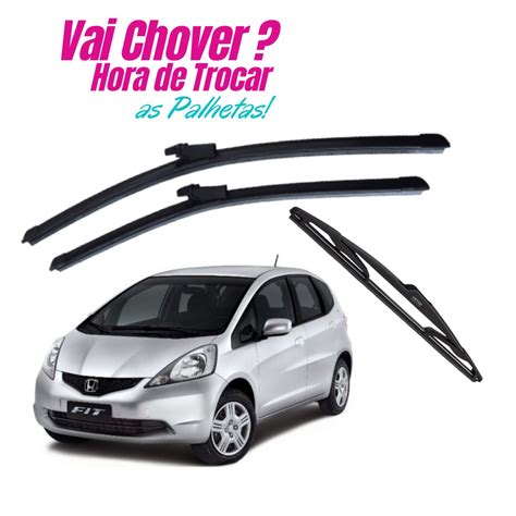 Kit 3 Palhetas Limpador Honda New Fit 2009 2010 2011 2012 2013 2014