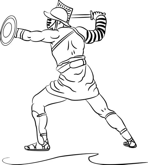 Gladiator Line Art Vector Clipart Image Free Stock Photo Public