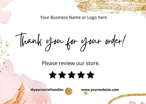 Thank You And Review Our Store Template Printable Review Card Diy