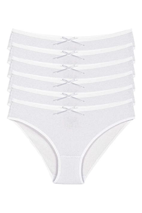 6 lı Paket Likralı Kaşkorse Kadın Beyaz Bikini Külot Yıldız 3550 icgiyimozel