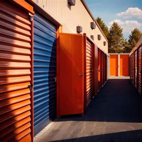 Premium Photo A Row Of Orange Garage Doors With The Word Quot Welcome