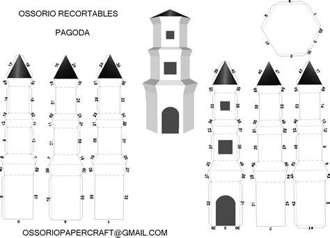 Ossorio Recortables De Papel Recortable Pagoda De Color Blanco Gratis